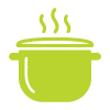 green cooking pot with steam rising symbolizing 7 flavors of delicious meals