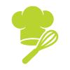 chef hat and whisk icon representing cooking with 6 kitchen essentials