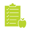 green checklist with empty lines and an apple icon important for healthy living tips and meal planning for 9 essential nutrients