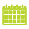 green calendar icon representing dates and schedules with emphasis on the 9th day