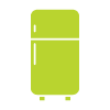 green refrigerator with simple design and energy efficiency three storage options