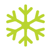 green snowflake symbol representing winter and cold conditions suitable for six seasons